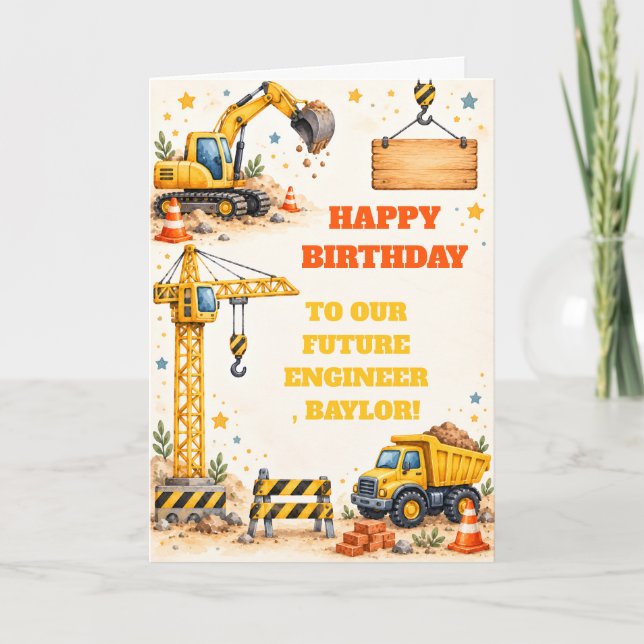 Tarjeta de Feliz Cumpleaños de Construcción (Anverso)