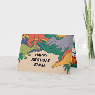 Tarjeta de Feliz Cumpleaños de Dinosaurio – Fiesta