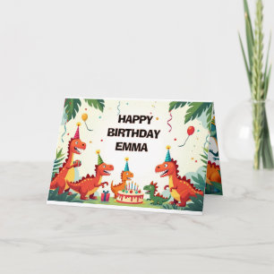 Tarjeta de Feliz Cumpleaños de Dinosaurio – Fiesta