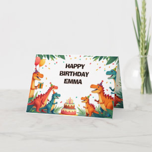 Tarjeta de Feliz Cumpleaños de Dinosaurio – Fiesta