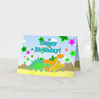 Tarjeta de feliz cumpleaños de dinosaurios