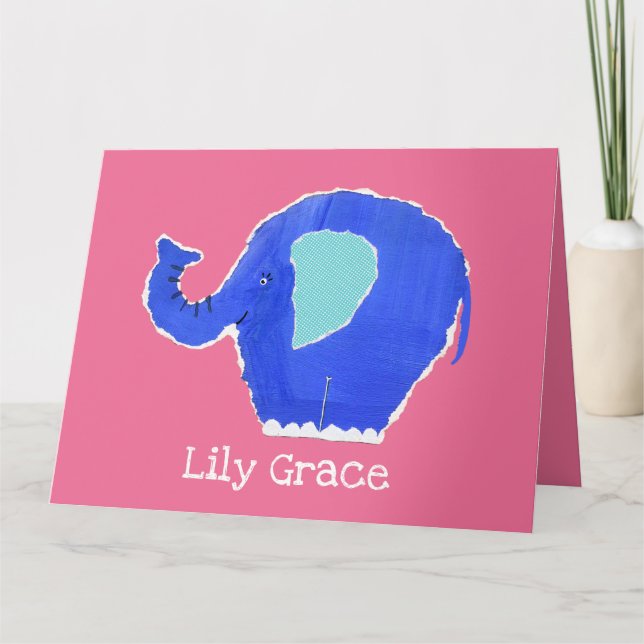 Tarjeta de Feliz Cumpleaños de Elefante Adorable P (Anverso)