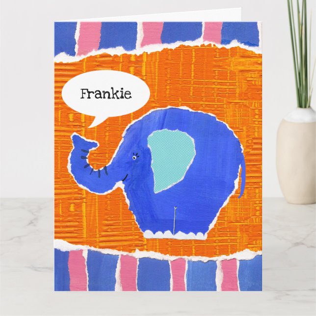 Tarjeta de Feliz Cumpleaños de Elefante Lindo Pers (Anverso)