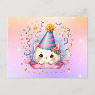 Tarjeta de Feliz Cumpleaños de Gatito Kawaii Lindo