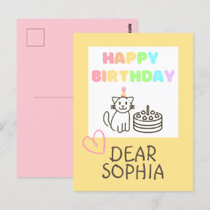 Tarjeta de Feliz Cumpleaños de Gato Arcoíris