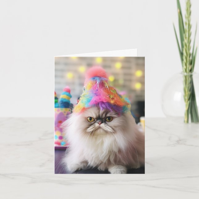 Tarjeta de Feliz Cumpleaños de Gato Sarcástico (Anverso)