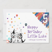 Tarjeta de Feliz Cumpleaños de Gatos Juguetones pa