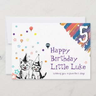 Tarjeta de Feliz Cumpleaños de Gatos Juguetones pa