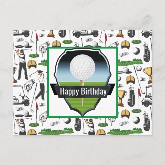 Tarjeta de Feliz Cumpleaños de Golf (Anverso)