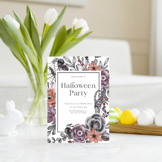 Tarjeta de Feliz Cumpleaños de Halloween Floral Es (Subido por el creador)