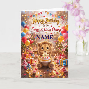 Tarjeta de Feliz Cumpleaños de León Bebé Adorable