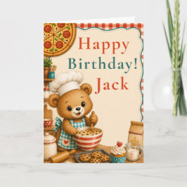 Tarjeta de Feliz Cumpleaños de Osito Horneando