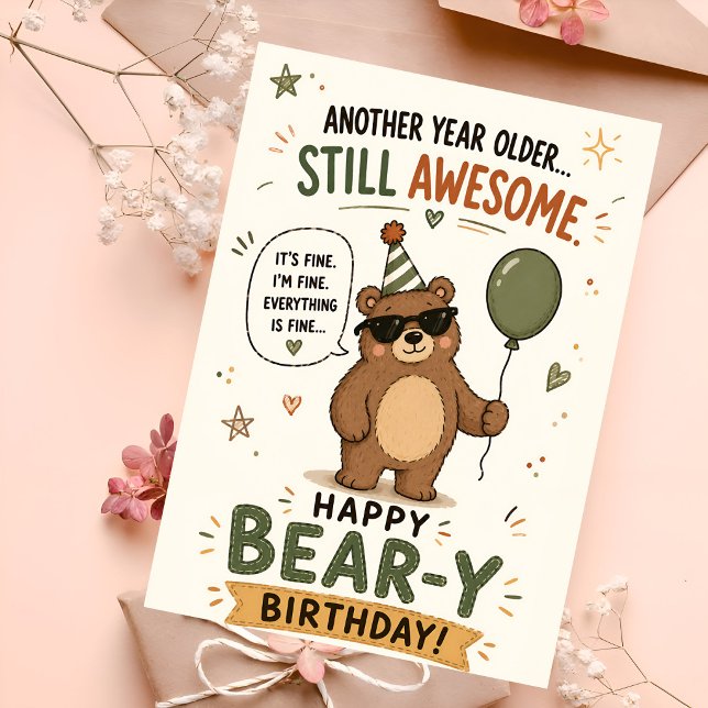 Tarjeta de Feliz Cumpleaños de Oso de Dibujos Anim (Subido por el creador)