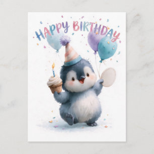 Tarjeta de Feliz Cumpleaños de Pingüino Bebé en Ac