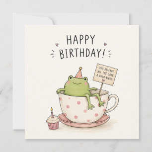 Tarjeta de Feliz Cumpleaños de Rana Divertida y Ad