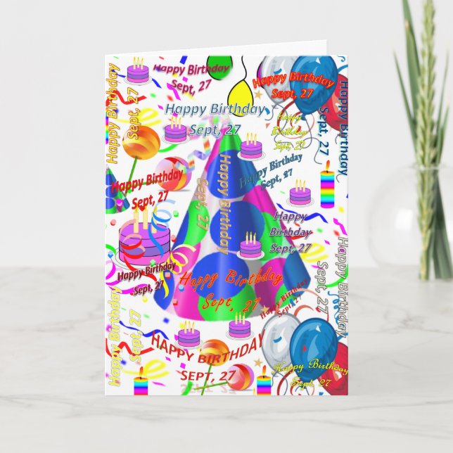 Tarjeta de Feliz Cumpleaños del 27 de Septiembre P (Anverso)
