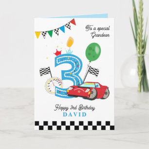 Tarjeta de Feliz Cumpleaños del Nieto con Coche de