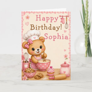 Tarjeta de Feliz Cumpleaños del Oso de Repostería