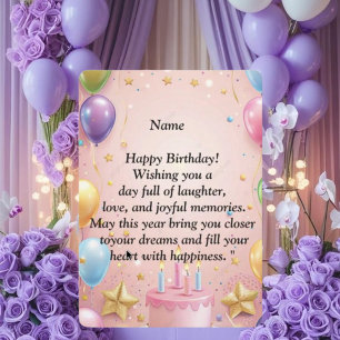 Tarjeta de Feliz Cumpleaños - Deseos Alegres, Glob