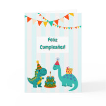 Tarjeta de Feliz Cumpleaños Dinosaurio