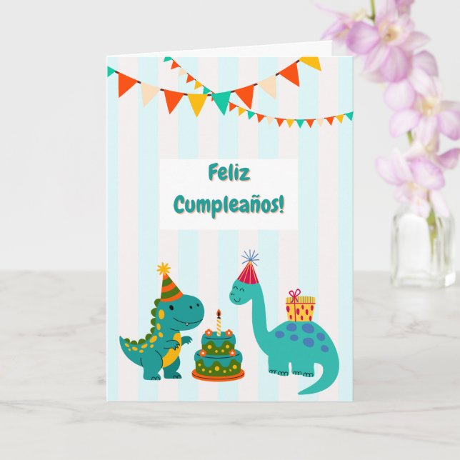 Tarjeta de Feliz Cumpleaños Dinosaurio (Orquídea)