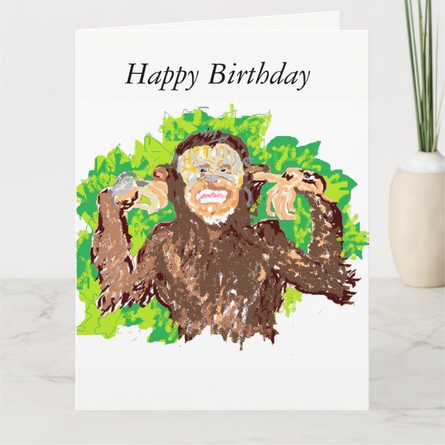 Tarjeta de Feliz Cumpleaños Divertida / Mono (Anverso)