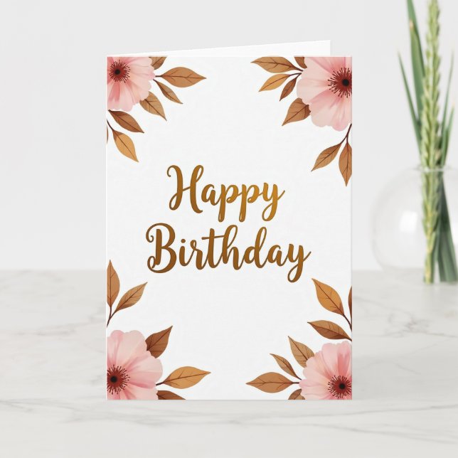 Tarjeta de Feliz Cumpleaños Dorada (Anverso)