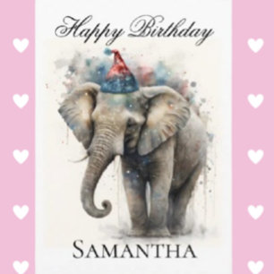 Tarjeta de Feliz Cumpleaños Elefante Plegable