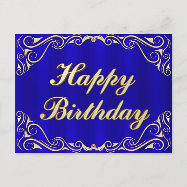 Tarjeta de Feliz Cumpleaños Elegante Dorado Regal (Anverso)