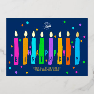 Tarjeta de Feliz Cumpleaños Empresarial Azul Marin