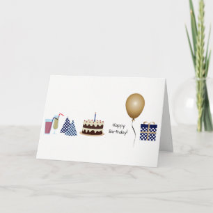 Tarjeta de Feliz Cumpleaños - en azul marino