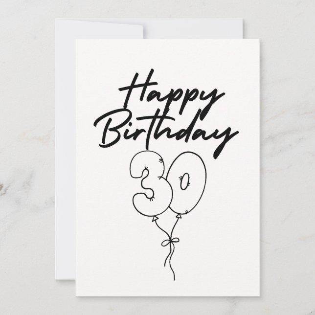 TARJETA DE FELIZ CUMPLEAÑOS EN NEGRO Y BLANCO (Anverso)