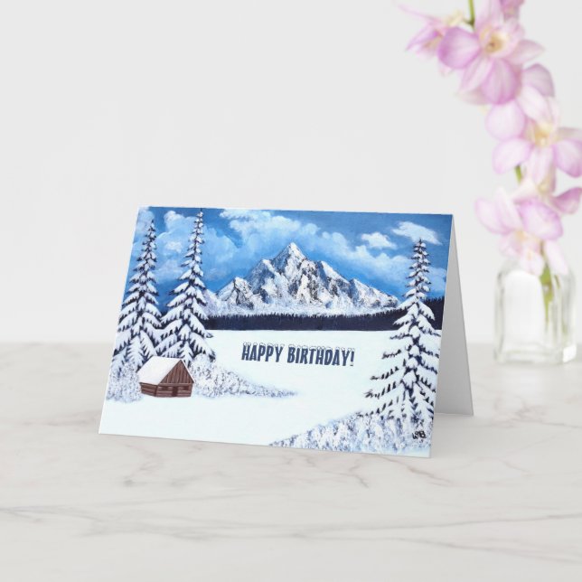 Tarjeta de Feliz Cumpleaños Escena Invernal Maravi (Orquídea)