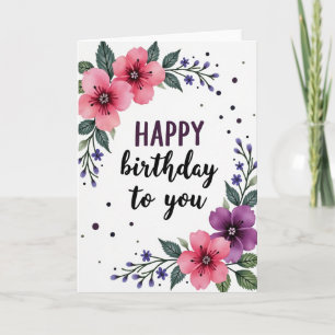 Tarjeta de Feliz Cumpleaños Floral