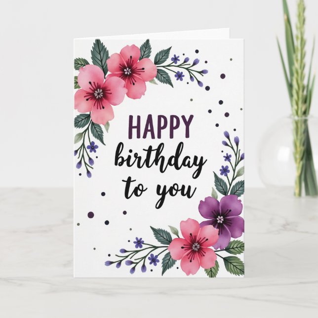 Tarjeta de Feliz Cumpleaños Floral (Anverso)