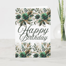 Tarjeta de Feliz Cumpleaños Floral Acuarela Esmera