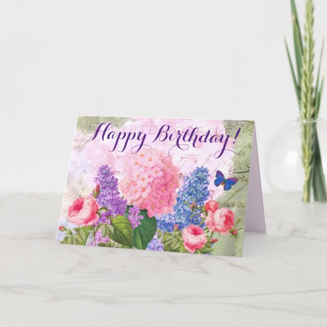 Tarjeta de Feliz Cumpleaños Flores Redoute (Anverso)