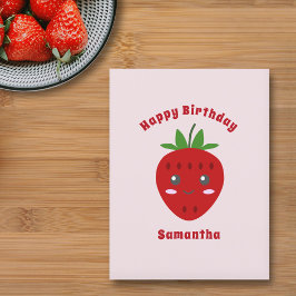 Tarjeta de Feliz Cumpleaños Fresa Linda Rosa