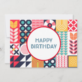 Tarjeta de Feliz Cumpleaños Geométrica Bauhaus