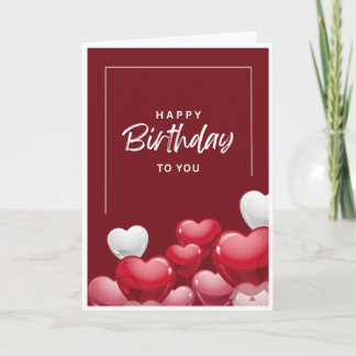 Tarjeta de Feliz Cumpleaños — Globos de Corazón Ro