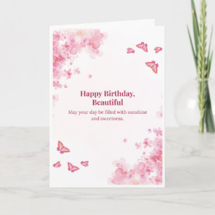 Tarjeta de Feliz Cumpleaños Hermosa Flor de Cerezo