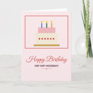 Tarjeta de Feliz Cumpleaños Hip Hip Hurra Tarta de