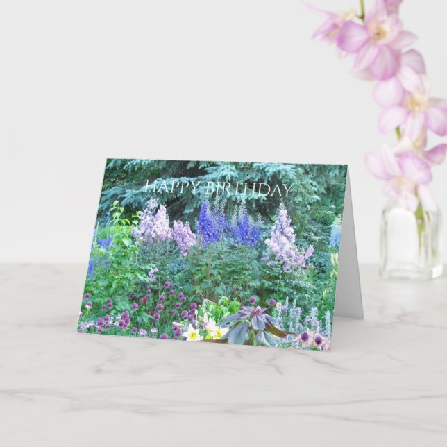 Tarjeta de Feliz Cumpleaños Jardín Inglés (Orquídea)