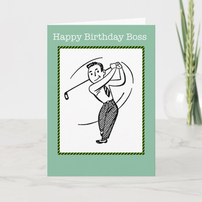 Tarjeta de Feliz Cumpleaños Jefe Golfista Caballer (Anverso)