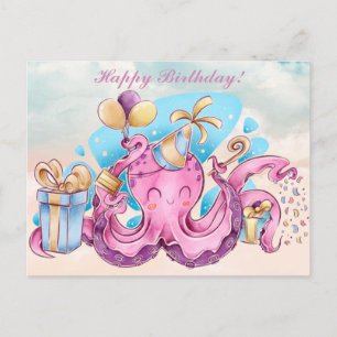 Tarjeta de Feliz Cumpleaños Kawaii