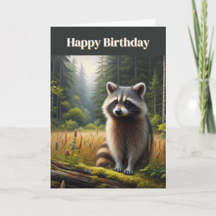 Tarjeta de Feliz Cumpleaños Mapache