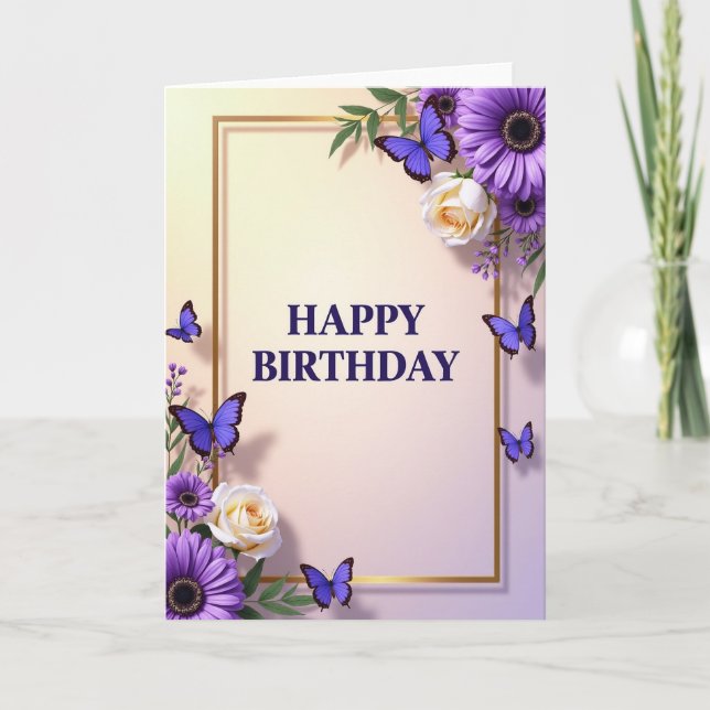 Tarjeta de Feliz Cumpleaños Mariposa (Anverso)