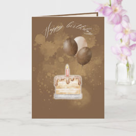 Tarjeta de Feliz Cumpleaños Marrón Minimalista