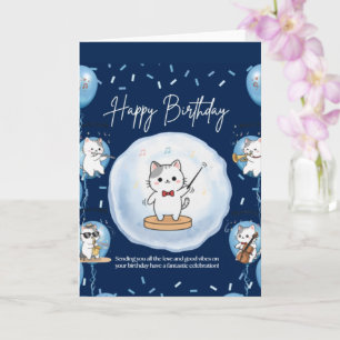 Tarjeta de Feliz Cumpleaños Musical de Gatos