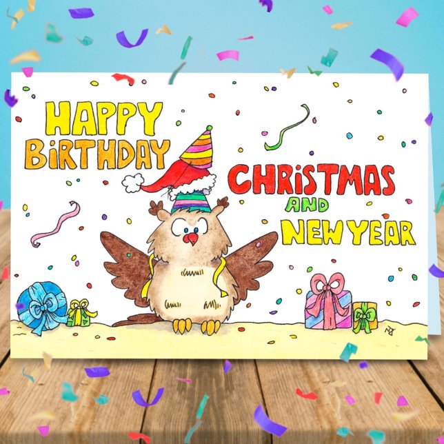 Tarjeta de Feliz Cumpleaños, Navidad y Año Nuevo (Subido por el creador)